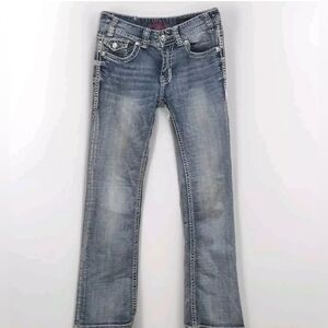 Rock & Roll Cowgirl Rhinestone Light Wash Denim Jeans 26 Western Glam Chic